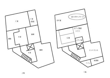 レンタルスペース夕顔瀬 2階C室＆B室付・ペット可能の間取り図
