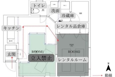 レンタルサロンRanun
間取り図/動線 - レンタルサロン【Ranun.】 美と健康と癒しのプライベートサロンの間取り図