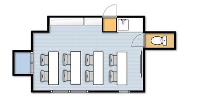 教室向けレイアウト - 【マリーナ】新宿の貸し会議室 WiFi大型モニタホワイトボードの間取り図