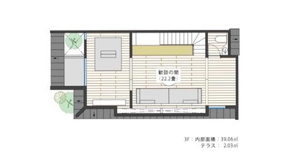 3F （中央のソファは1つです） - 萃点suitenの間取り図