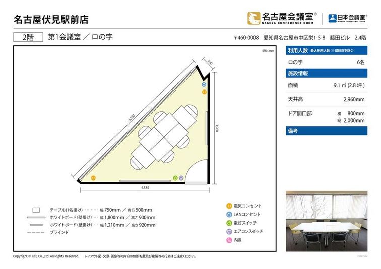 第1会議室【室料30%オフ】  - 名古屋会議室 名古屋伏見駅前店