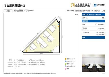 名古屋会議室 名古屋伏見駅前店 第1会議室【室料30%オフ】 の間取り図