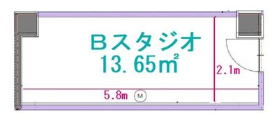 Bスタジオは個人レッスンに最適！ - Hina STUDIO(ヒナスタジオ)【新宿西口スタジオ】 Hina STUDIO（新宿西口スタジオ）【Bスタジオ】の間取り図