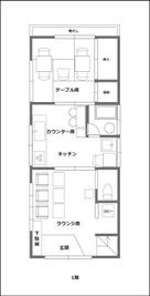 1階間取り図 - 東京・大島「アイビーカフェ大島」 ２階の個室と座敷のセットプランの間取り図