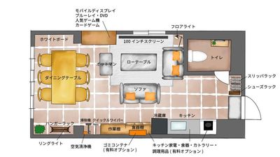 洗練された空間で素敵な時間をお過ごしください。 - ローカル人形町（人形町駅徒歩1分） 超大型100㌅スクリーンシアター・パーティースペース🎞️の間取り図