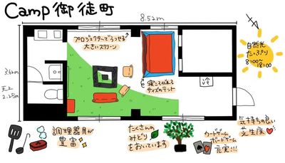 テントヒュッテ おしゃべり会🍺/ボードゲーム🎲/ママ会・女子会の間取り図