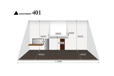 STUDIO △ ROOF ▲ APARTMENT 401の間取り図