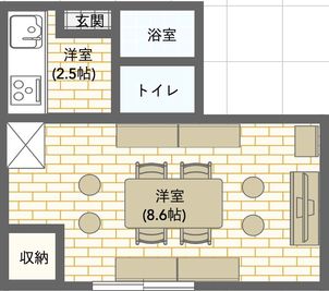 会議モード - JK Room 新宿三丁目 会議・パーティー・映画鑑賞・コワーキングスペースの間取り図