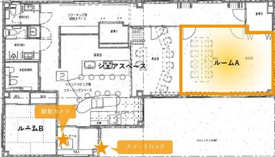 間取図（共用部としてシェアスペース内も利用可能です） - OPH枚方駅前 『 ツドイノヒロマ 』 ツドイノヒロマ「ルームＡ」の間取り図