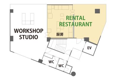 日本橋RIKYU リバーサイド飲食店撮影スペース(中央区)（7末閉店）の間取り図