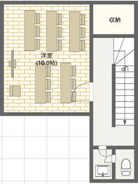 収納部分に全ての椅子とテーブルを収納可能です。

レッスンなどにも利用可能！ - JK Room 虎ノ門 レッスンスタジオの間取り図