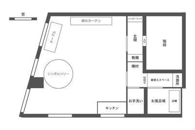 ４つの窓から自然光が入る撮影スタジオです。 - ピクテスタジオ（PICTE STUDIO）浅草橋店 【浅草橋駅から徒歩１分】自然光と植物が映えるレンタル撮影スタジオの間取り図