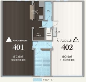 STUDIO △ ROOF ▲ APARTMENT 401の間取り図