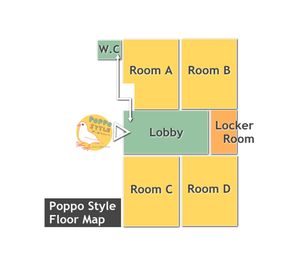 入口右手前:Room C - 本厚木サロン ぽっぽスタイル Room Cの間取り図