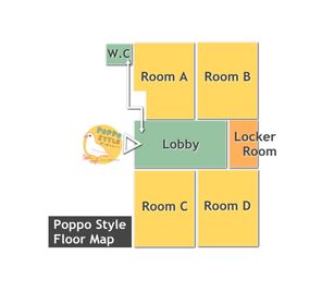 入口右奥:Room D - 本厚木サロン ぽっぽスタイル Room Dの間取り図