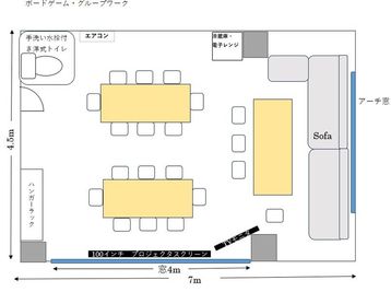 ボードゲーム・グループワークなど - Meetig Space LUX秋葉原 New！秋葉原3分♪アルコール飲食OKの懇親会もできる会議室♪の間取り図