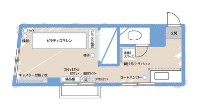 使用後は、間取り図のとおりの原状復帰にご協力ください。 - Pilates studio ata NIPPORI マシンピラティス個室スタジオataの間取り図