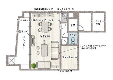 ルカリオ北堀江 パーティールーム、多目的ルームの間取り図