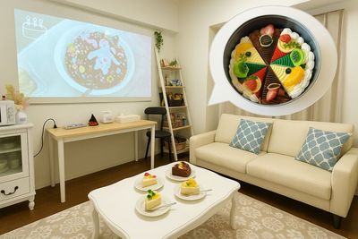 フェイクのケーキ🍰をご用意しました。ケーキを持ち込まなくても楽しい写真をお撮りいただけます♪ - グランデール名古屋 NRS02⭐️笑顔あふれるパーティースペースの室内の写真