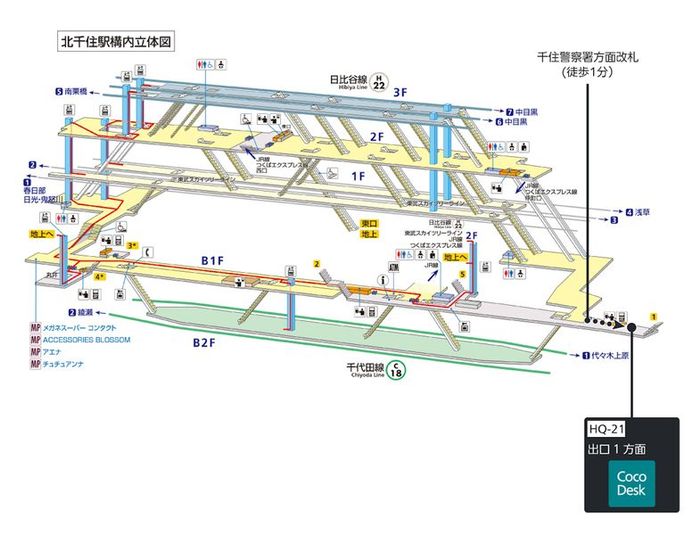 CocoDesk [HQ-21]  - CocoDesk [HQ-21] 北千住駅　出口1方面　２１番ブース