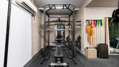 フリーウェイトだけでなく、ラットタワーオプション搭載。高重量でラッドプルダウン等を行いたい場合にも最適なマシン - レンタルジムAivic池袋東口3号店の室内の写真