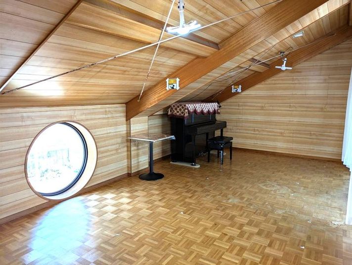 レンタルスペースらいか 屋根裏ワンフロアのピアノがあるスペースの室内の写真