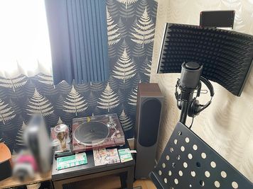 プロ仕様マイク（USB）＆ヘッドホン常備
アナログレコードプレイヤー
ゲーム機 - レンタルスペース「TYフェアリーリング」 B シアター＆ミュージックルームの室内の写真