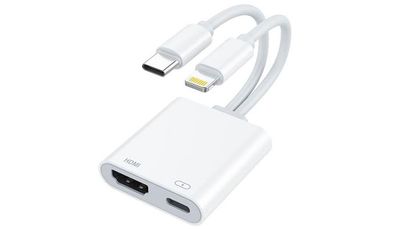 スマホの画面をプロジェクターに投影することができる機器をご用意しております。ついでに充電も可能です！ - C.R.E.A.Mスタジオ（クリームスタジオ） "Spacey White" 仙台一番町店の設備の写真