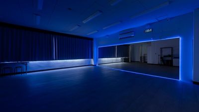 遮光カーテンを閉めてLEDライトのダンスも楽しめます - PALETTEスタジオ 百合ヶ丘の室内の写真