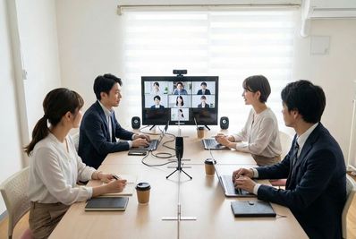高速WiFi通信・４０インチモニター・集音マイク・広角カメラ・スピーカー利用にて、Web会議も快適に行えます。
(有線LANもご利用可能) - TSUBAKI西船橋 TSUBAKI西船橋スペースの室内の写真