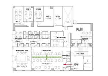 YAMATOBASEのフロアマップです。 - YAMATO BASE　奈良 【１名】レンタルデスク☆高速Wi-Fi無料！集中できるスペースの室内の写真
