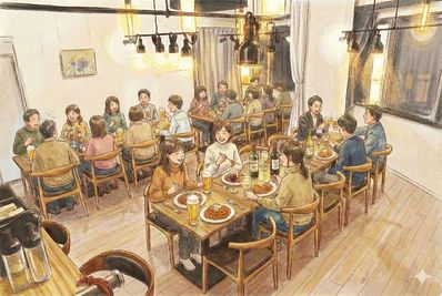 宴会・会食・パーティイメージ - メトロシティ小伝馬町２０２　Ｃｒａｆｔ　ｄｉｐ　３ｎｏｗａ 日本橋小伝馬町　Craftdip 3nowa　レストランカフェ　の室内の写真