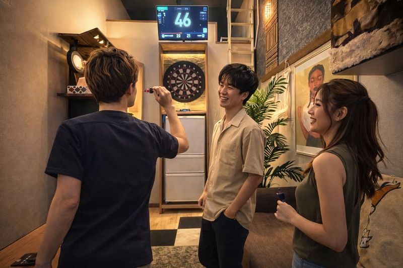 ダーツしてるイメージ風景 - Value  build 【高崎駅近】 リゾート空間で心を整え、映画鑑賞やダーツも楽しめるの室内の写真