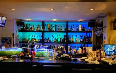 ボトルカウンターと、水槽。 - イケダ会館 Shot Bar B.B.Bの設備の写真