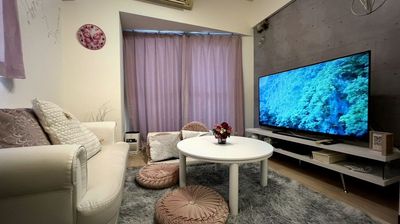 💕ピンク×ラベンダーのおしゃれ空間💕名古屋駅7分🚶‍♀️最大6名🙆‍♀️55㌅大型TV女子会・推し活◎ - Sunriseグランデール名古屋