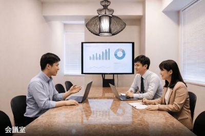 駅チカ!【会議室3】ホワイトボードやモニターを完備した会議室です。 - THE HUB 田町三田