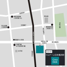 トルナーレ日本橋浜町までの地図 - CocoDesk [CO-01] 水天宮前　トルナーレ日本橋浜町　1Fオフィスエントランス　１番ブース CocoDesk [CO-01] のその他の写真