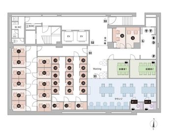 THE HUB 心斎橋 B1-2／ブース（完全個室）の室内の写真