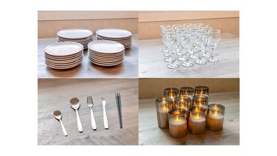 お皿、ワイングラス、カトラリー、LEDキャンドルライト - MINATO HUB 浜松町の設備の写真