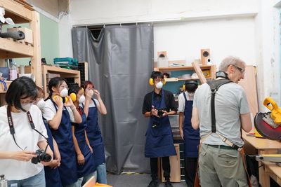 木工室の様子 - 工作室もくもくはりねずみ 【江戸川橋・20名】軽作業・はんだづけ・教室OKのレンタル工房の室内の写真