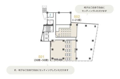 アットビジネスセンターサテライト渋谷宇田川 502号室（イベントルーム・多目的スペース）の室内の写真