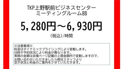 TKP上野駅前ビジネスセンター ミーティングルーム8Bの室内の写真