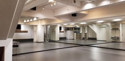 壁2面の鏡と上質リノリウム床、調光可能な照明 - 原宿ダンススタジオ 原宿ダンススタジオ　SHIN RENTAL STUDIOの室内の写真