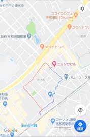 JR東岸和田駅からは２ルートあり、
近いのは、青ルート
わかりやすいのは赤ルート - レンタルスタジオ BigTree 岸和田店のその他の写真