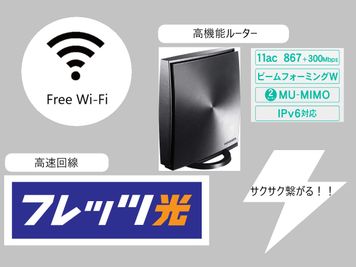 インターネット環境は高速回線でサクサク繋がります！ - 駅スグ会議室 BASE 名古屋駅徒歩２分/除菌強化中/会議室・テレワーク・個人利用歓迎の設備の写真