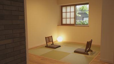 目を閉じて、瞑想でもやってみたくなる和の空間 - 季の風 多目的スペースの室内の写真