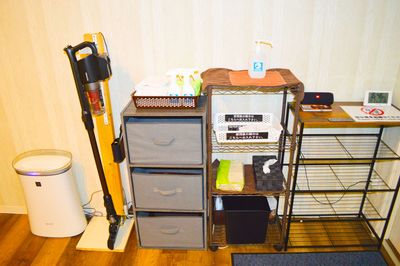 消毒＆収納棚＆掃除＆JBLコンポ＆空気清浄機 - 真和スクエア S-GYM（エスジム）の設備の写真