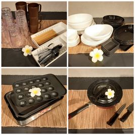 カトラリー、お皿、各種調理器具もあります。 - LUX池袋 雨キャンセル無料 屋上BBQアジアンリゾートの室内の写真