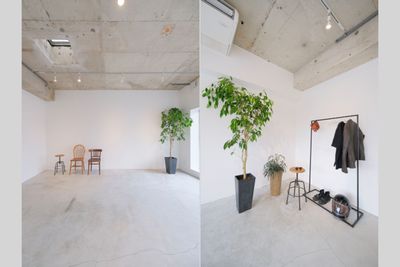 【Room2】4.8m x 4.3m
●Room2は白塗装された壁とモルタルの床のスタジオ。
●天高は2.8mありモデル撮影に最適。
●スケルトン天井には天窓もついています。
●Room2はウッドデッキの敷かれたバルコニーに面しており、午前中は自然光がたっぷりと注ぎます。
●おしゃれなチェアも5脚ご用意。グリーンも自然光に映えます。 - Well Studio 千駄ヶ谷 キッチン・バルコニー付きスタジオの室内の写真