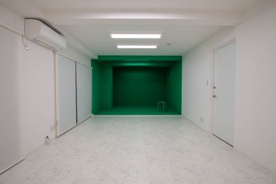 グリーンバックスペースです。広さは6畳弱くらいです。クロマキー撮影が可能です。 - レンタルフォトスタジオ フォーマルワンの室内の写真